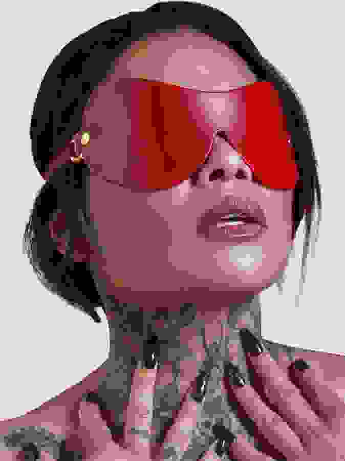 Taboom Bondage In Luxury Avantgarde Blindfold, Red, hi-res